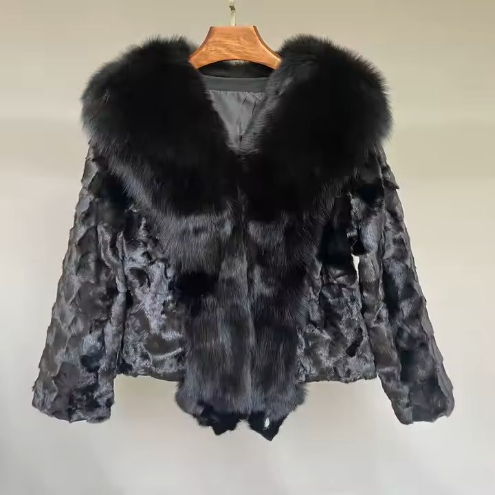 Luxury Mink Coat For Woman with Fox Fur Collar