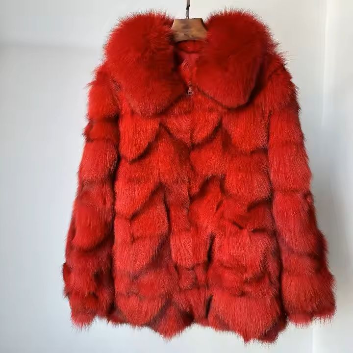 High Quality Mens  Natural Fox Fur Jacket Male Thick Overcoat