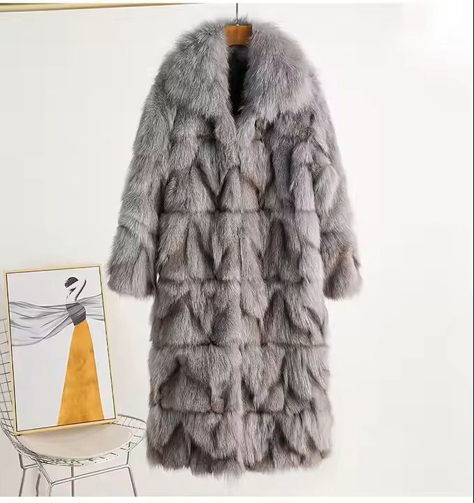 Unisex Long Customized Fox Fur Coat Fox Unisex Long Customized Fox Fur Coat Fox