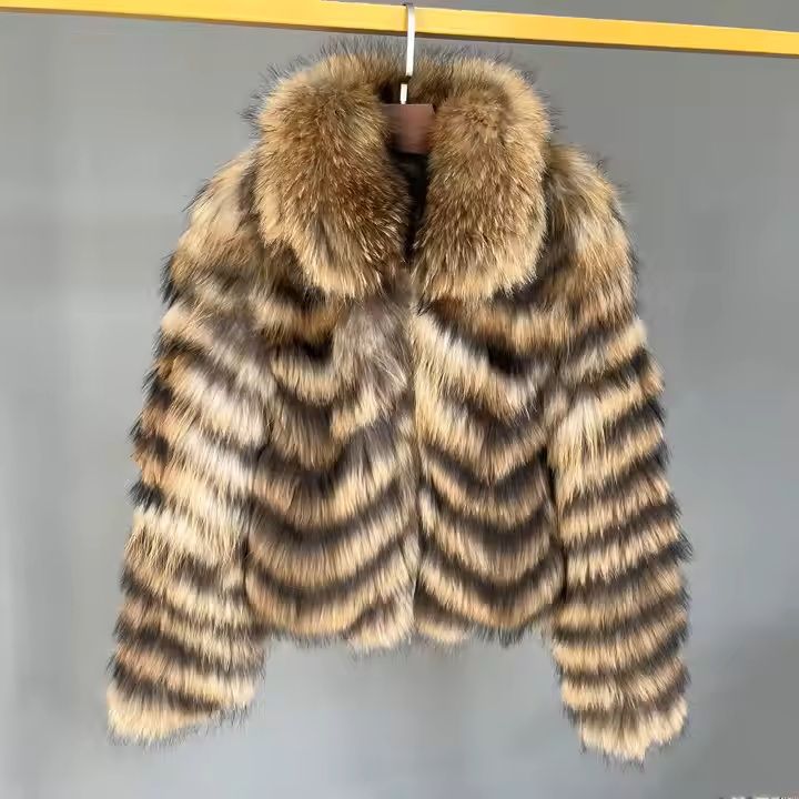 Fluffy  Luxury  Racoon  Fur Coat
