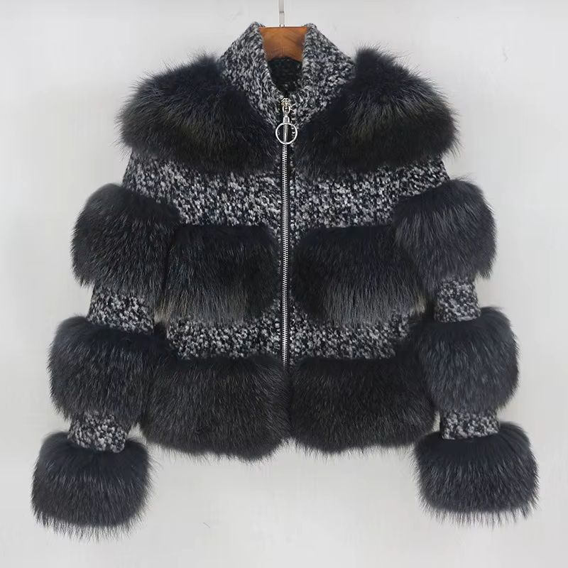 Luxury Short Raccoon Fur Jacket With Zipper Luxury Short Raccoon Fur Jacket With Zipper