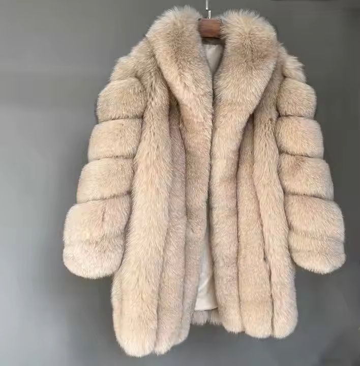 Men's Long Luxury fox Fur Coat Fashionable Design