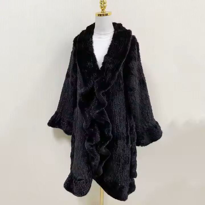 Mink Woven Long Fur Coat for Women