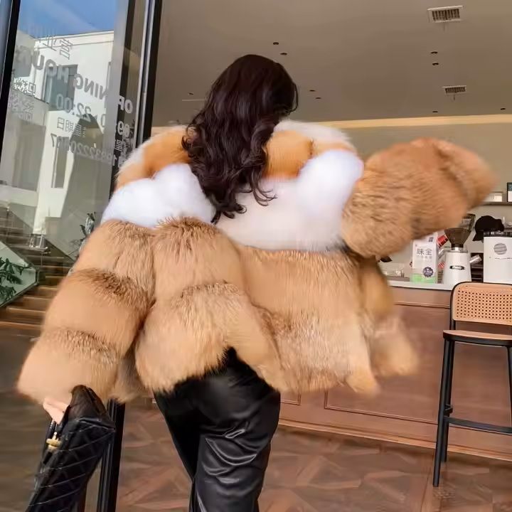 Red Fox and Silver Fox Ladies Fur Luxury Overcoat