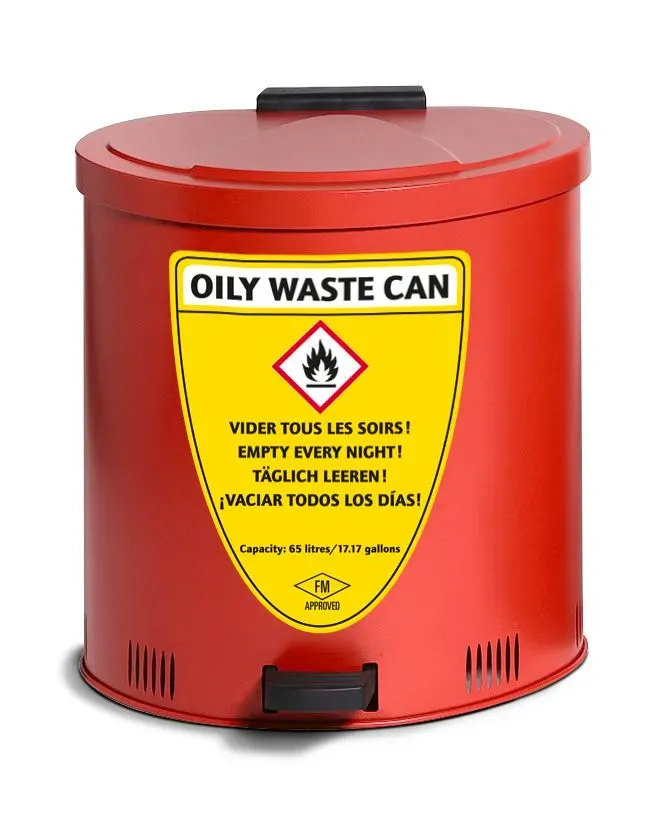 Safe disposal bin 65 l, steel, red