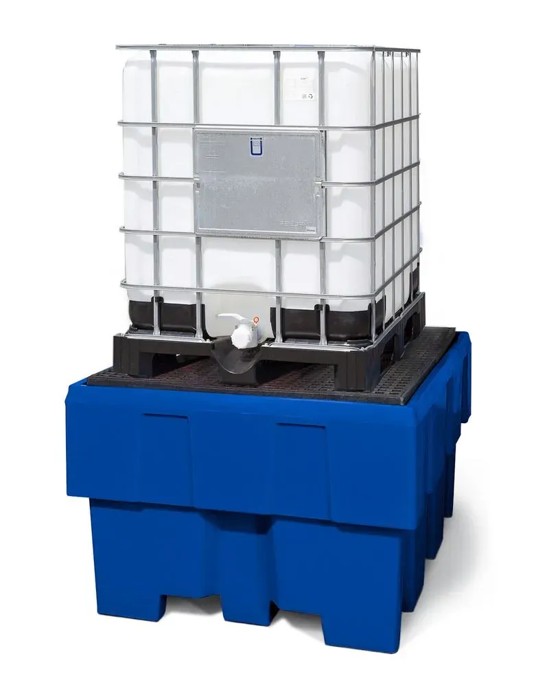 Spill pallet classic-line in polyethylene (PE) for 1 IBC, with PE grid