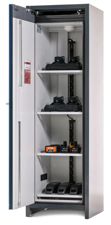 asecos lithium-ion battery charging cabinet, SmartStore Core-Compact, 4 shelves, W 600 mm, UK