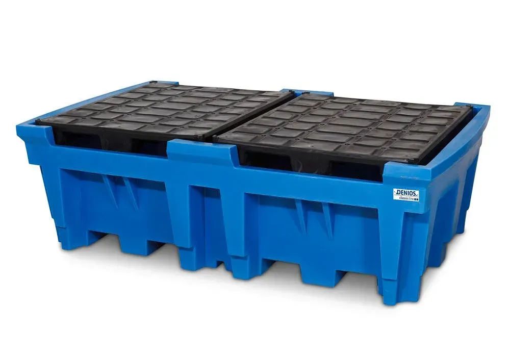 Spill pallet classic-line in polyethylene (PE) for 2 IBCs, with PE loading surface