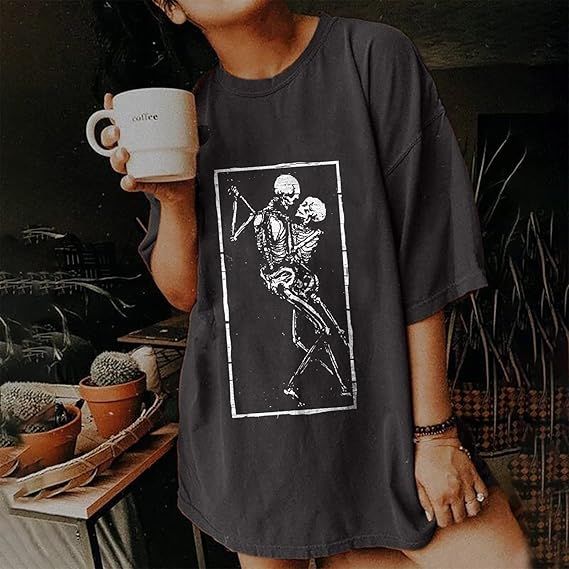 Summer Y2k Tops for Womens, Oversize Loose Round Neck Elastic Tee