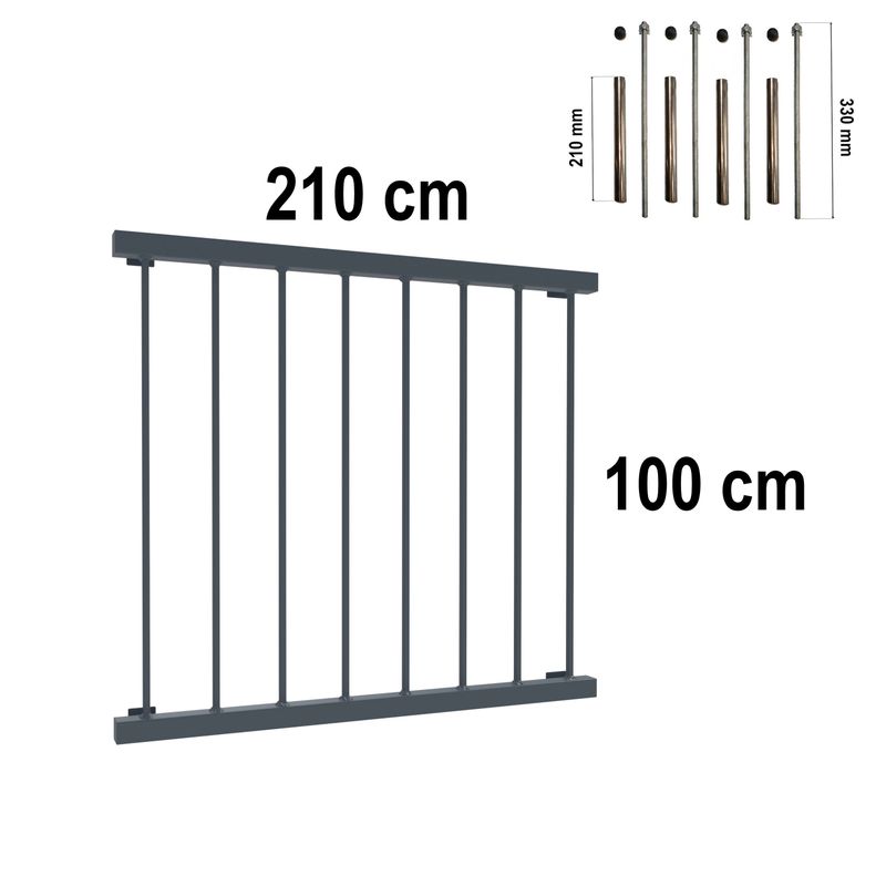Aluminiowy Balkon Francuski BF14ALU 210 cm okno 180 cm