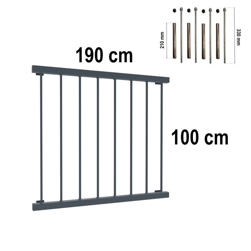 Aluminiowy Balkon Francuski BF14ALU 190 cm okno 160 cm