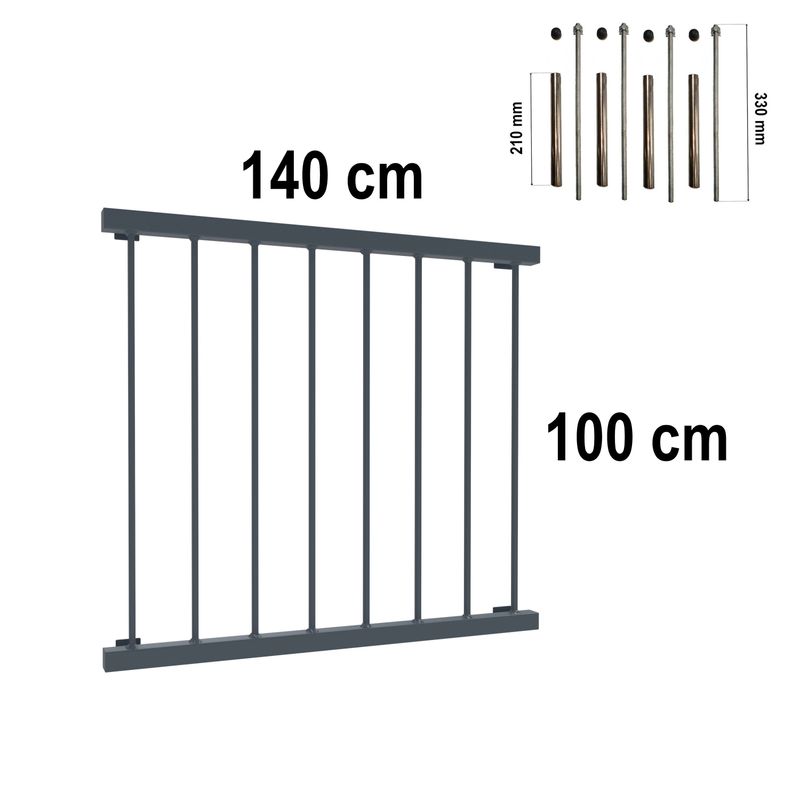Aluminiowy Balkon Francuski BF14ALU 140 cm okno 110 cm