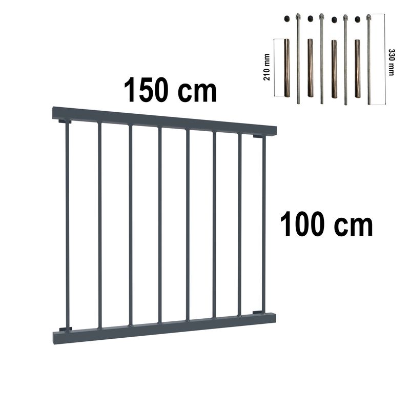 Aluminiowy Balkon Francuski BF14ALU 150 cm okno 120 cm