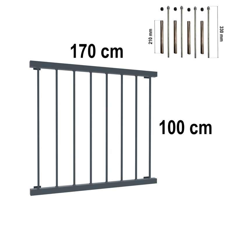 Aluminiowy Balkon Francuski BF14ALU 170 cm okno 140 cm