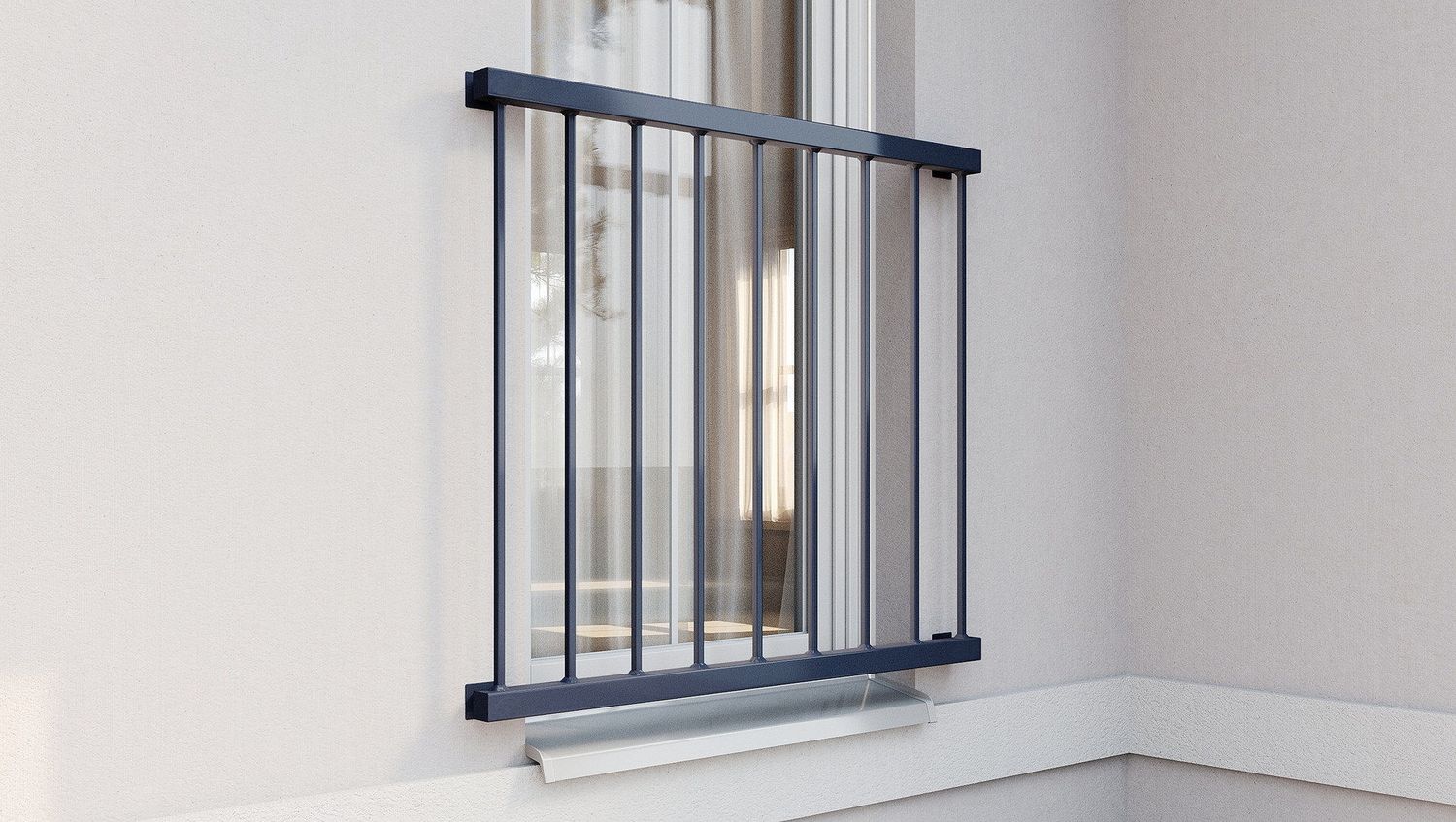 Aluminiowy Balkon Francuski BF14ALU 180 cm okno 150 cm