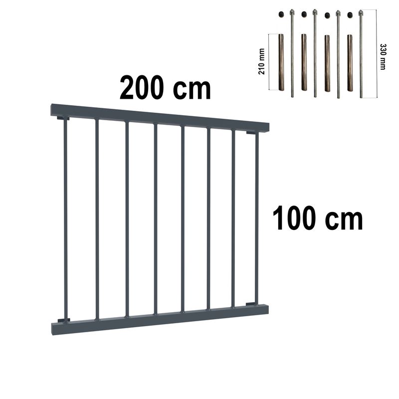 Aluminiowy Balkon Francuski BF14ALU 200 cm okno 170 cm