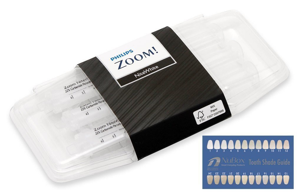Philips Zoom NiteWhite Quick ACP 10% Teeth Whitening Kit w/ NuBox Tooth Shade Card Bundle