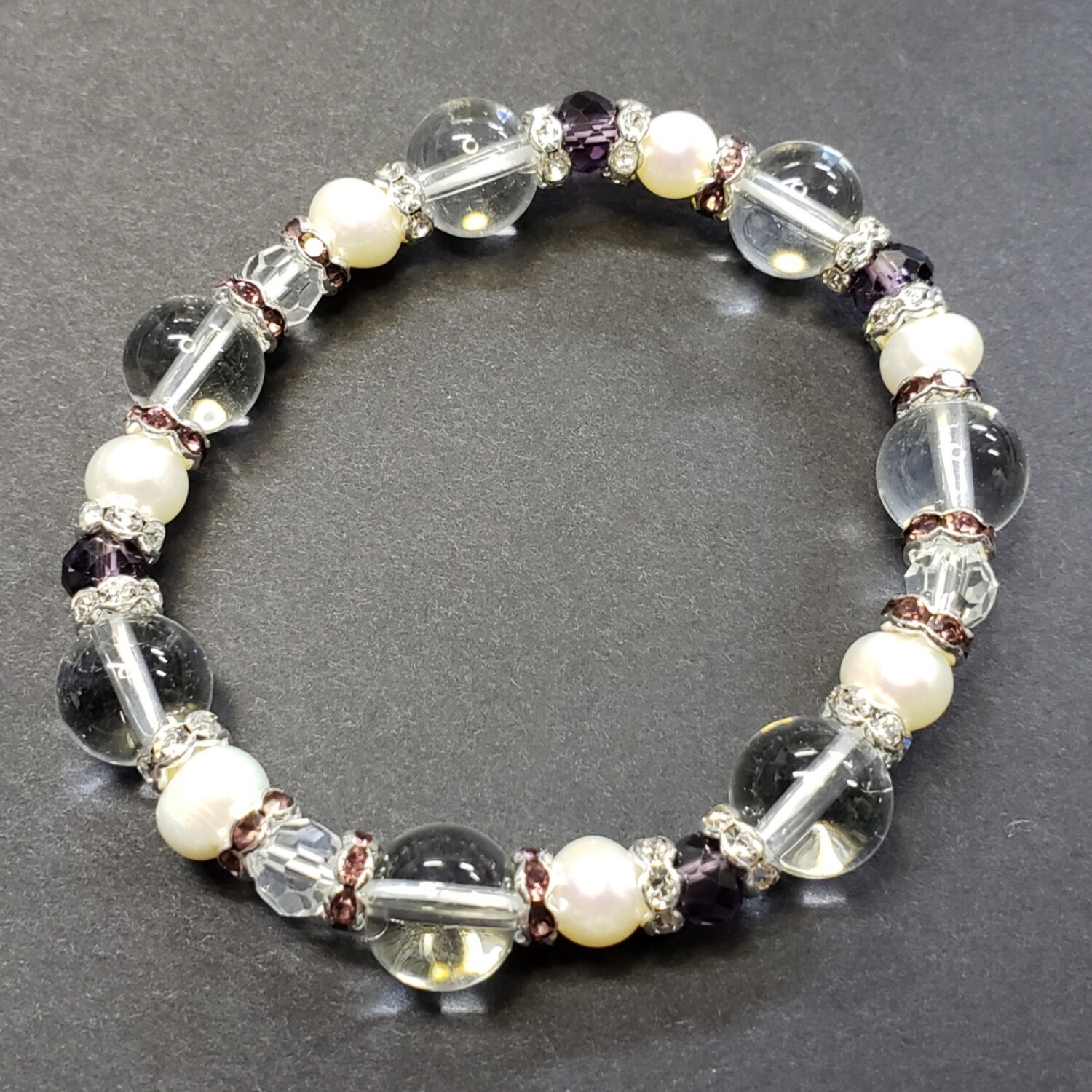 Fw pearl stretch bracelet (purple/clear)