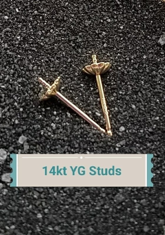 14kt YG Post Earrings with SS backs
