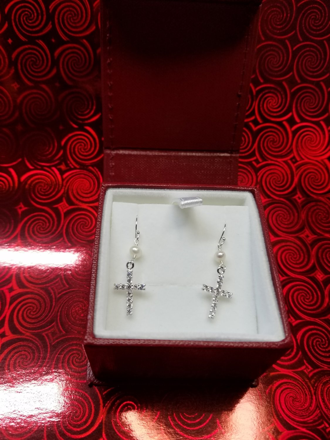 Fw CZ Cross Earrings