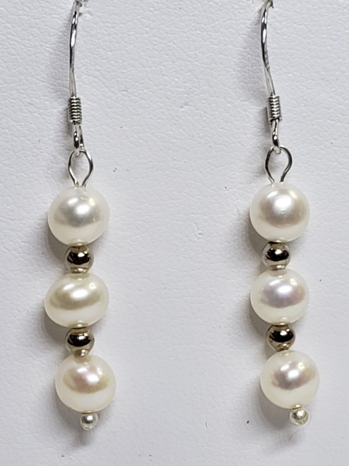 3 fw  SS pearl drop earrings