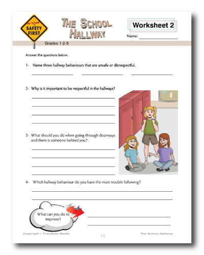 School Hallway Safety Lesson Plan and Worksheets - Grades 1-2-3 School Hallway Safety Lesson Plan and Worksheets - Grades 1-2-3
