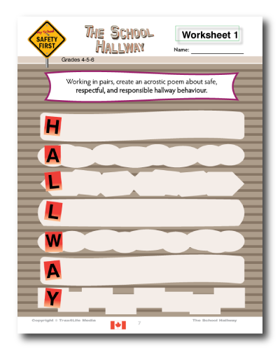 School Hallway Safety Lesson Plan and Worksheets - Grades 4-5-6 School Hallway Safety Lesson Plan and Worksheets - Grades 4-5-6