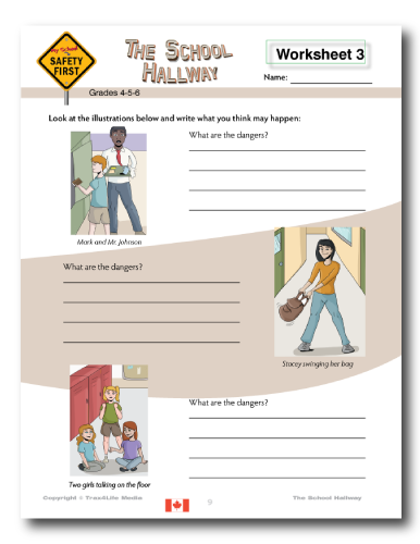 School Hallway Safety Lesson Plan and Worksheets - Grades 4-5-6 School Hallway Safety Lesson Plan and Worksheets - Grades 4-5-6