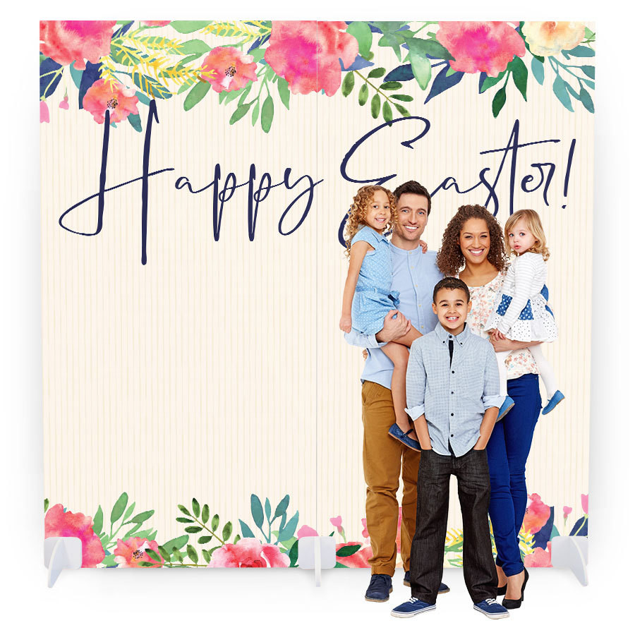 Easter Photo Booth with Props - Watercolor Flowers