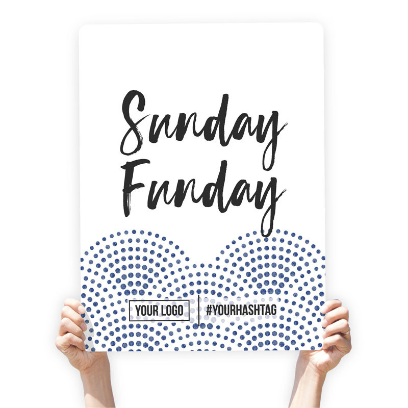 Watercolor Greeting Sign - &quot;Sunday Funday&quot; (Blue Dots)