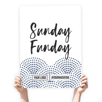 Watercolor Greeting Sign - "Sunday Funday" (Blue Dots)