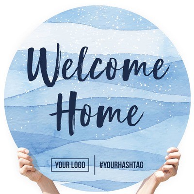Watercolor Greeting Sign - "Welcome Home" (Blue Speckle)