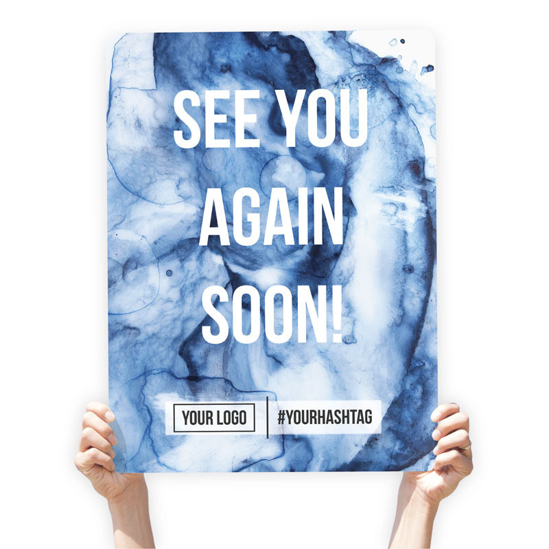Watercolor Greeting Sign - &quot;See You Again Soon&quot; (Blue)