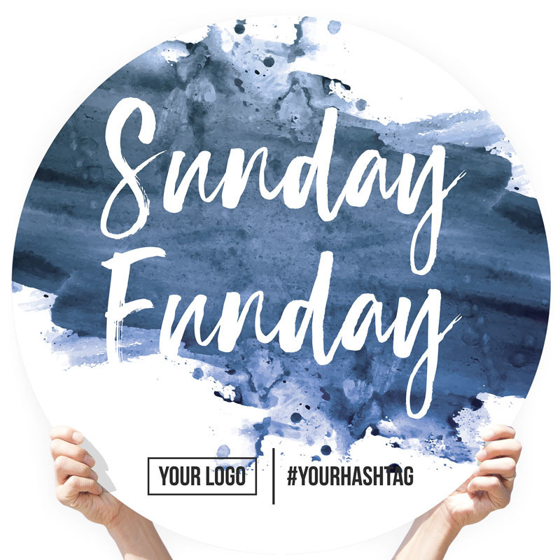 Watercolor Greeting Sign - &quot;Sunday Funday&quot; (Navy)