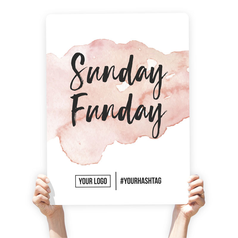 Watercolor Greeting Sign - &quot;Sunday Funday&quot; (Peach)