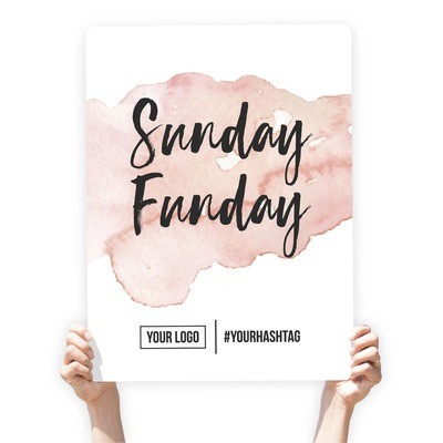 Watercolor Greeting Sign - "Sunday Funday" (Peach)