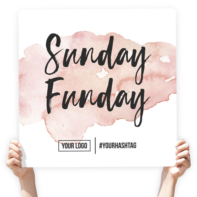 Watercolor Greeting Sign - &quot;Sunday Funday&quot; (Peach), Select Your Size: 22&quot; X 22&quot;