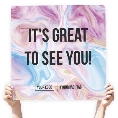 Watercolor Greeting Sign - &quot;It&#39;s Great To See You!&quot; (Purple Swirl)