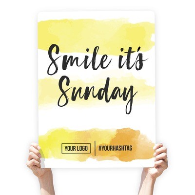 Watercolor Greeting Sign - &quot;Smile It&#39;s Sunday&quot; (Yellow Stripes)