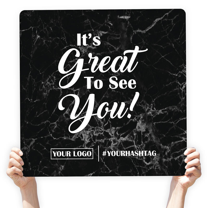 Marble Greeting Sign - &quot;It&#39;s Great to See You!&quot;, Select Your Size: 22&quot; X 22&quot;, Color: Black