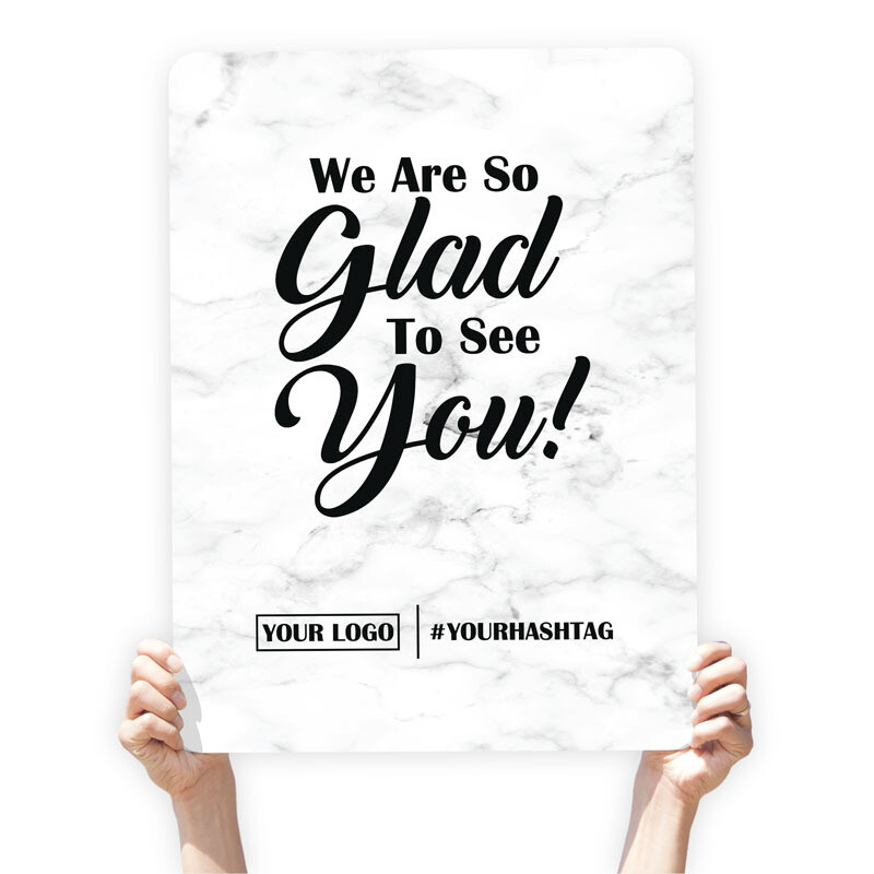 Marble Greeting Sign - &quot;We Are So Glad To See You!&quot;