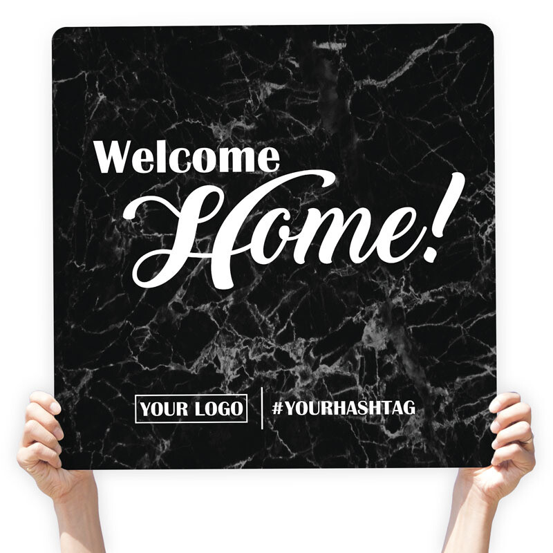 Marble Greeting Sign - &quot;Welcome Home!&quot;, Select Your Size: 22&quot; X 22&quot;, Color: Black