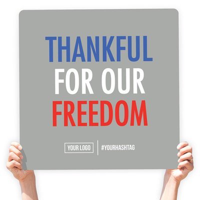 4th of July Greeting Sign - "Thankful for Our Freedom" (Gray)