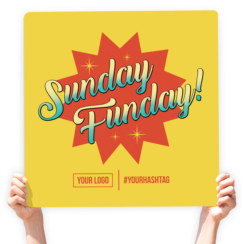 Fall Season Greeting Sign - &quot;Sunday Funday&quot;, Select Your Size: 22” X 22”
