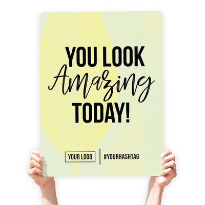 Fall Season Greeting Sign - &quot;You Look Amazing Today!&quot; (Yellow Leaf)