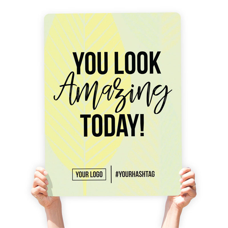Fall Season Greeting Sign - &quot;You Look Amazing Today!&quot; (Yellow Leaf)