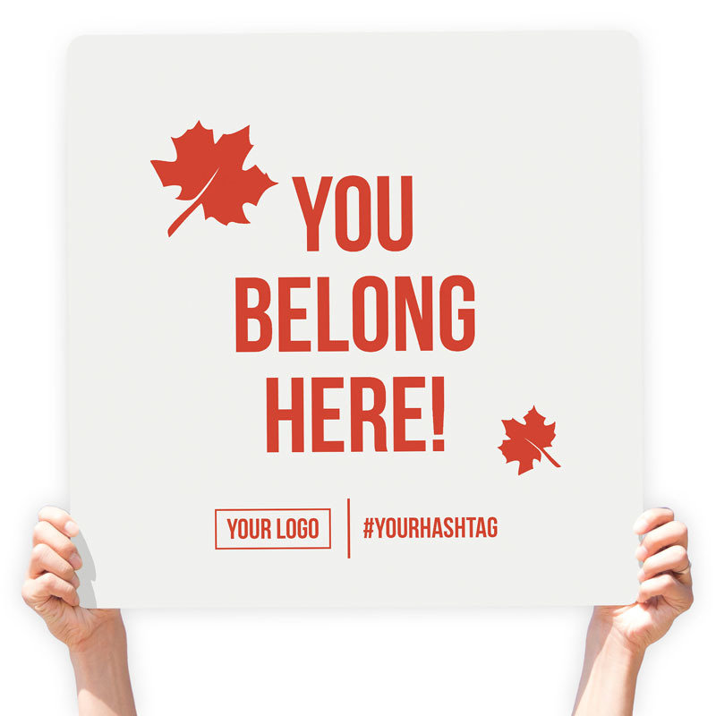 Fall Season Greeting Sign - &quot;You Belong Here!&quot; (Simple Leaf), Select Your Size: 22” X 22”