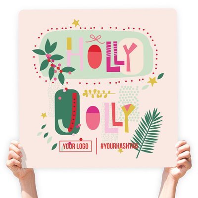 Christmas Greeting Sign - "Holly Jolly" (Eclectic)