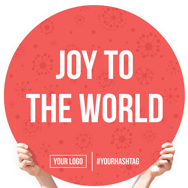 Christmas Greeting Sign - "Joy to the World" (Red Snowflakes)