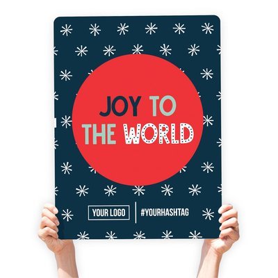Christmas Greeting Sign - "Joy to the World" (White Snowflakes)